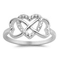 925 Sterling Silver Infinity Heart CZ Ring for Women – Cubic Zirconia Promise Ring Sizes 5-9