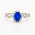 Australian Doublet Fire Opal Ring – 925 Sterling Silver Halo Promise Ring for Women, Elegant Gemstone Jewelry