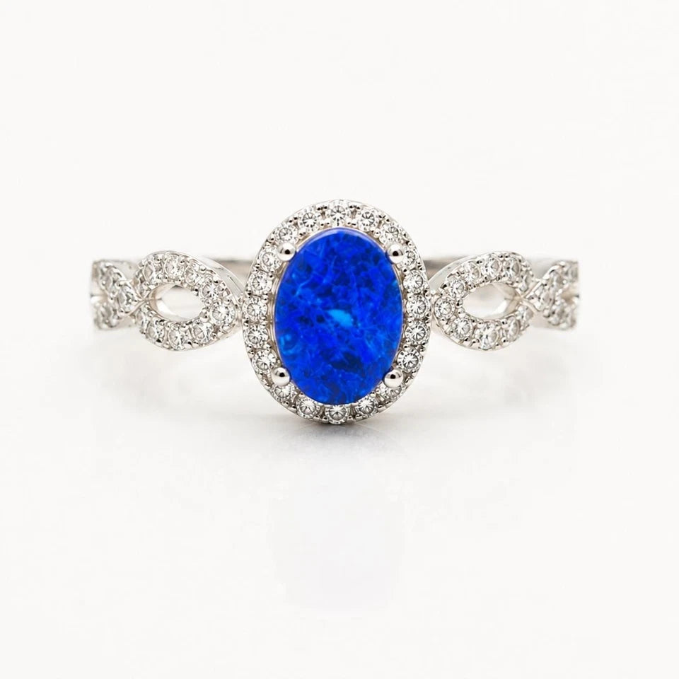 Australian Doublet Fire Opal Ring – 925 Sterling Silver Halo Promise Ring for Women, Elegant Gemstone Jewelry