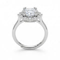 3CT CZ Halo Engagement Ring Silver Tone – Adjustable Promise Ring for Women, Elegant Bridal Jewelry Gift