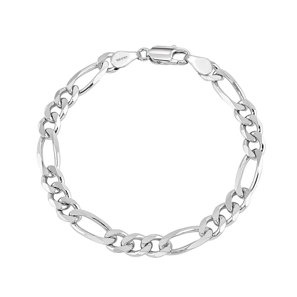 Solid 925 Sterling Silver 5mm Figaro Chain Bracelet 7.5" – Classic Link Bracelet for Women, Teens & Men
