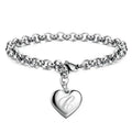 925 Sterling Silver A-Z Letter Charm Heart Bracelet for Women – Personalized Initial Name Jewelry Gift